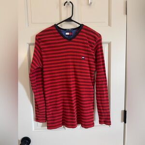 Tommy by Tommy Hilfiger vintage Red Blue Striped ribbed l/s top L